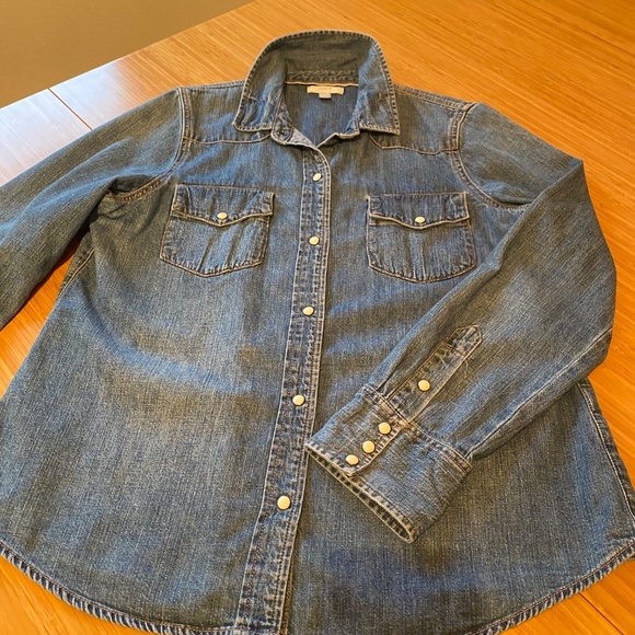 J.Crew Snap Pearl Denim Shirt - Picture 2 of 4